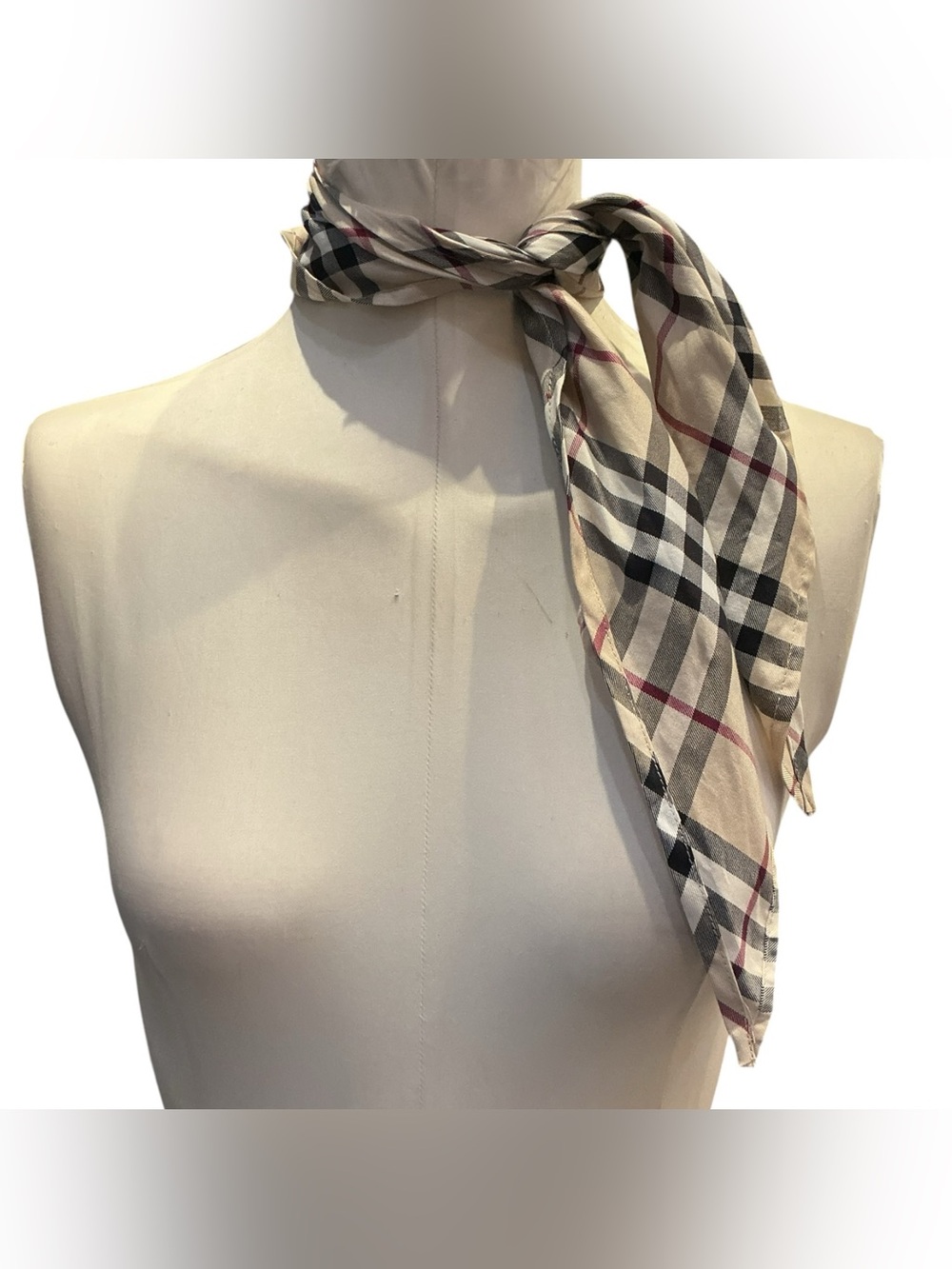 Y2K Burberry Cotton Plaid Head Scarf